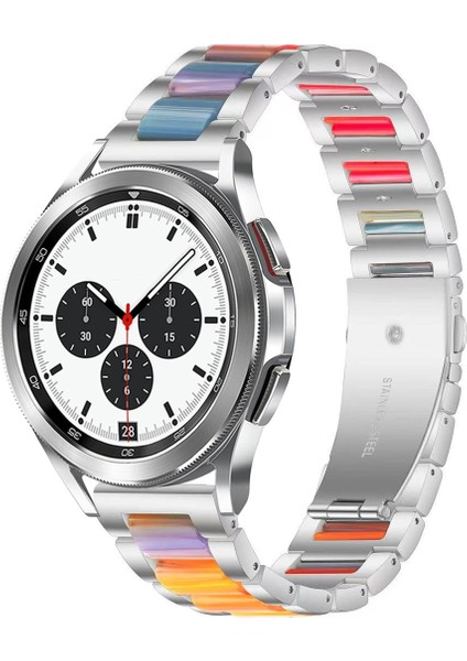 Galaxy Watch 4 Clic 42 / 46MM Gümüş Gökkuşağı Için Metal Watch Band (Yurt Dışından)