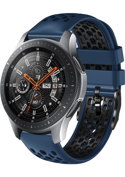Samsung Galaxy Watch 46MM Gece Mavisi+Siyah Için Silikon Watch Band (Yurt Dışından)