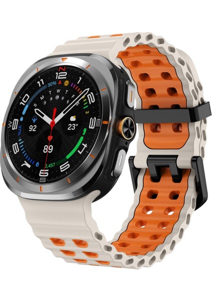 Samsung Galaxy Watch Ultra 47MM Starlight Orange Için Silikon Watch Band (Yurt Dışından)