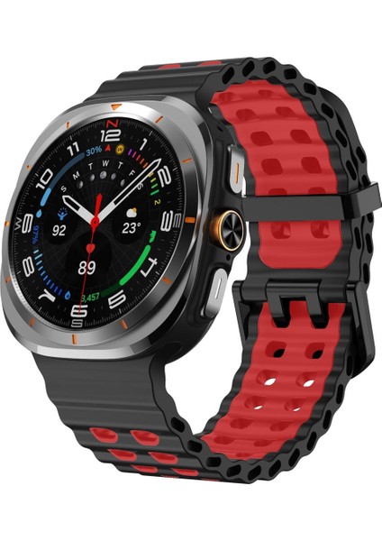 Samsung Galaxy Watch Ultra 47MM Siyah Kırmızı Için Silikon Watch Band (Yurt Dışından)