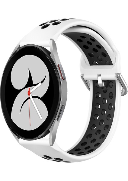 Samsung Galaxy Watch 4 40MM Beyaz+Siyah Için 20MM Silikon Kayış (Yurt Dışından)