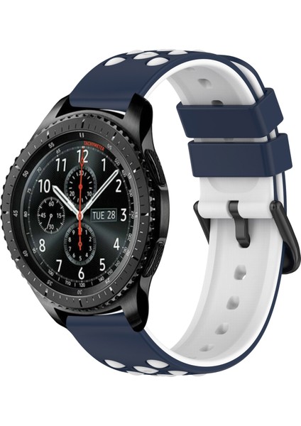 Samsung Gear S3 Frontier Gece Mavisi + Beyaz Için Iki Renkli Silikon Saat Bandı (Yurt Dışından)