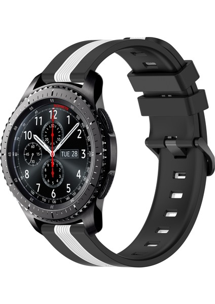 Samsung Gear S3 Frontier Siyah+Beyaz Için Silikon Saat Bandı (Yurt Dışından)