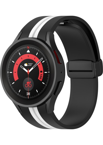 Samsung Galaxy Watch5 Pro Siyah Beyaz Için Silikon Saat Bandı (Yurt Dışından)