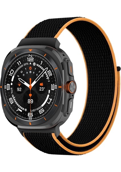 Samsung Galaxy Watch Ultra 47MM Siyah Turuncu Için Naylon Döngü Saat Kayışı (Yurt Dışından)