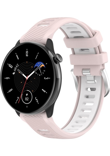 Samsung Galaxy Watch 6 Classic Için 20MM Silikon Kayış 43MM Pembe+Beyaz (Yurt Dışından)