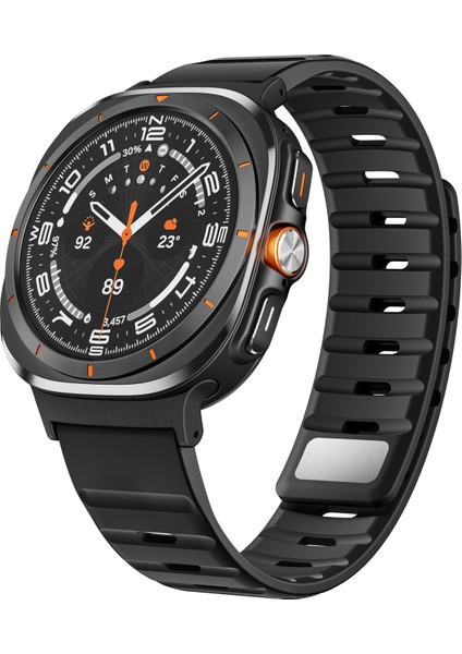 Samsung Galaxy Watch Ultra 47MM Siyah+Siyah Için Manyetik Silikon Kayış (Yurt Dışından)