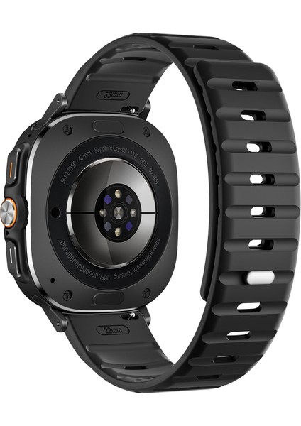 Samsung Galaxy Watch Ultra 47MM Siyah+Siyah Için Manyetik Silikon Kayış (Yurt Dışından)