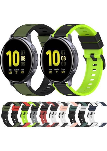 Samsung Galaxy Watch Active2 Için Silikon Watch Band 40MM Siyah+Gri (Yurt Dışından)