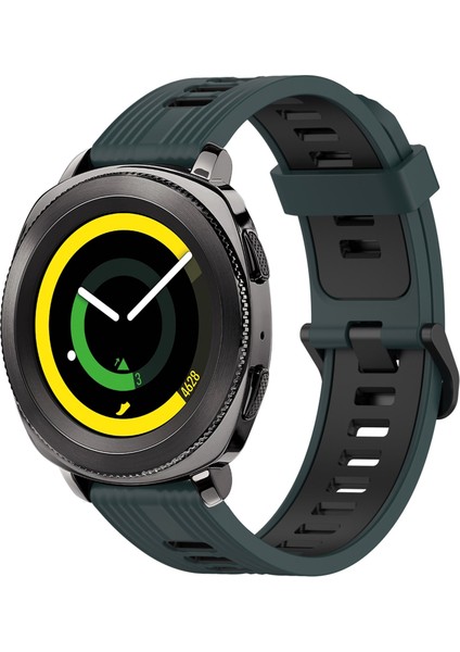 Samsung Gear Sport Zeytin Yeşili + Siyah Için Silikon Saat Bandı (Yurt Dışından)