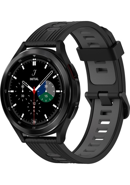 Samsung Galaxy Watch 4 Classic Için Silikon Watch Band 46MM Siyah+Gri (Yurt Dışından)