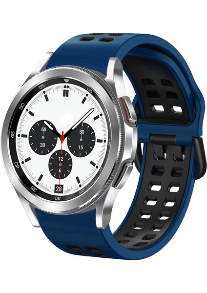Silikon Watch Band Samsung Galaxy Watch 4 Için Clic 42MM Samsung Galaxy Watch 4 Classic Için 42MM Gece Mavisi + Siyah (Yurt Dışından)