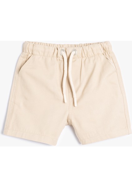 Pamuklu Cep Detaylı Beli Bağlamalı Basic Şort