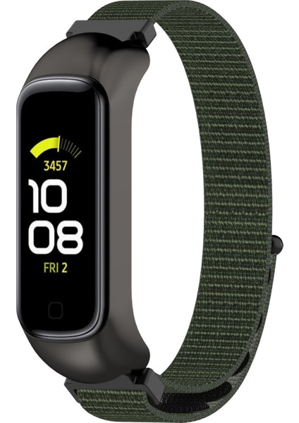 Samsung Galaxy Fit 2 Naylon Döngü Watch Band Ordu Yeşil + Siyah Çerçeve Için (Yurt Dışından)