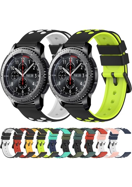Samsung Gear S3 Frontier Siyah+Beyaz Için Iki Renkli Silikon Saat Bandı (Yurt Dışından)