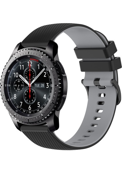 Samsung Gear S3 Frontier Siyah+Gri Için Silikon Saat Bandı (Yurt Dışından)