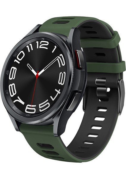 Samsung Galaxy Watch 6 Classic Için Silikon Kayış 47MM Ordu Yeşili + Siyah (Yurt Dışından)