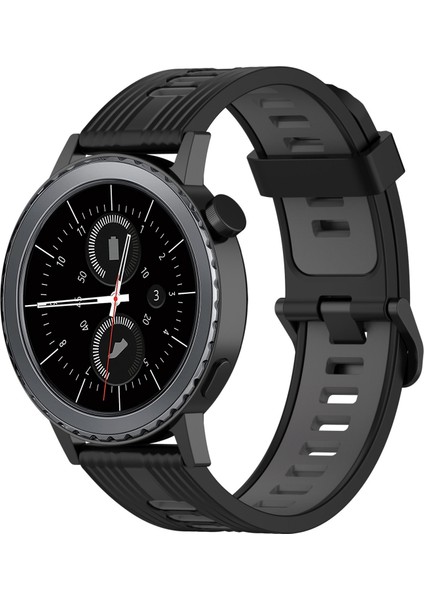 Samsung Gear S2 Classic Siyah+Gri Için Silikon Saat Bandı (Yurt Dışından)