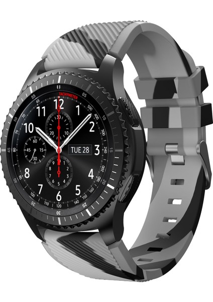 Samsung Gear S3 Gri Için Dimi Kamuflaj Silikon Kordonlu Saat (Yurt Dışından) modelleri