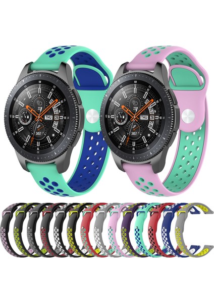 Galaxy Watch Için Çift Renkli Bilek Kayışı Watch Band 46MM Mor + Nane Yeşili (Yurt Dışından)