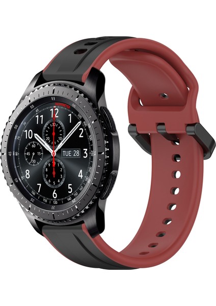 Samsung Gear S3 Frontier Siyah+Kırmızı Için Dışbükey Döngü Silikon Kayış (Yurt Dışından)