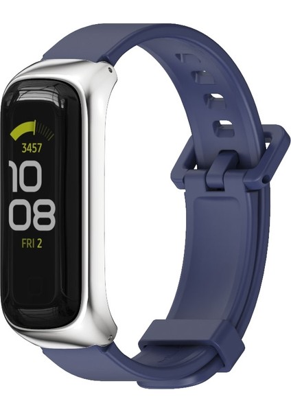 Samsung Galaxy Fit 2 Gece Mavisi Gümüş Için Silikon Saat Bandı (Yurt Dışından)