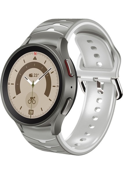 Samsung Galaxy Watch 5 Pro 45MM Gri+Beyaz Için Silikon Watch Band (Yurt Dışından)