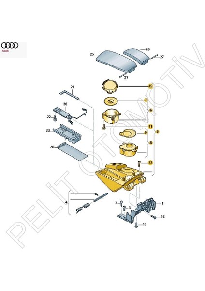 Audi Q7 Orta Konsol Kol Dayama Bardaklık 4L1864207N (2007-2015) fiyatları