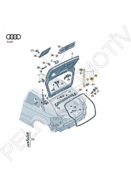 Audi A3 Bagaj Amortisörü 2 Kapılı 8P3827552D (2004-2007) fiyatları