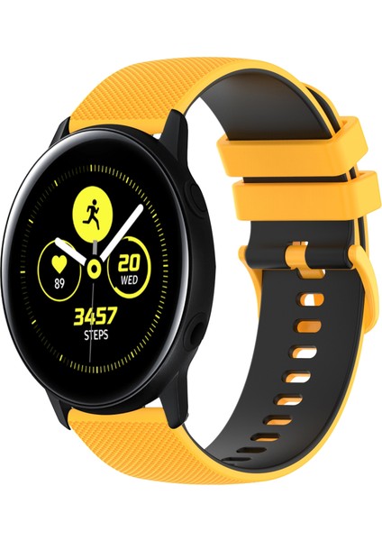 Samsung Galaxy Watch Active2 Için Silikon Watch Band 44MM Sarı+Siyah (Yurt Dışından)