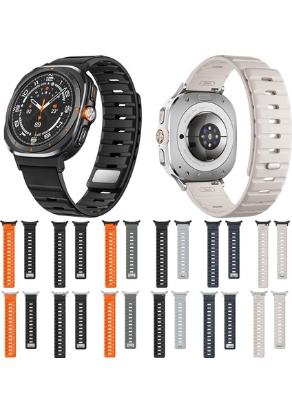 Samsung Galaxy Watch Ultra 47MM Açık Gri Siyah+Gümüş Için Manyetik Silikon Kayış (Yurt Dışından) fiyatları