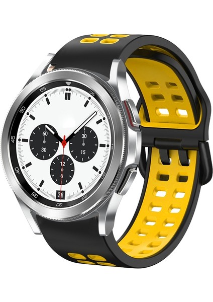 Silikon Watch Band Samsung Galaxy Watch 4 Için Clic 42MM Samsung Galaxy Watch 4 Classic Için 42MM Siyah+Sarı (Yurt Dışından)