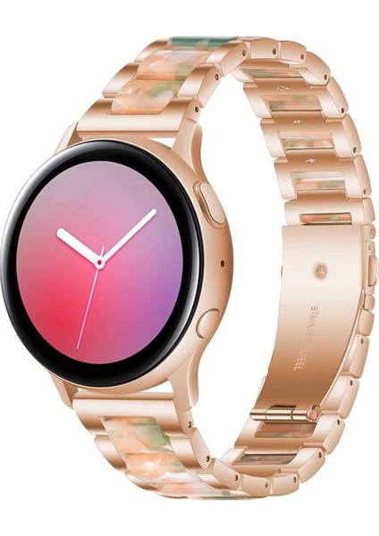 Samsung Için 22MM Üç Boncuklu Ste + Reçine Kayış Gül Altın Pembe Yeşil (Yurt Dışından) modelleri