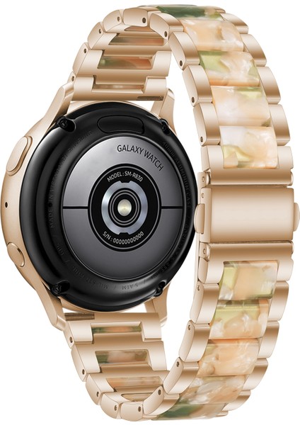 Samsung Için 22MM Üç Boncuklu Ste + Reçine Kayış Gül Altın Pembe Yeşil (Yurt Dışından) fırsatları