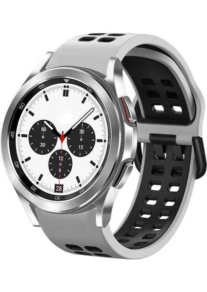 Silikon Watch Band Samsung Galaxy Watch 4 Için Clic 42MM Samsung Galaxy Watch 4 Classic Için 42MM Beyaz + Siyah (Yurt Dışından)