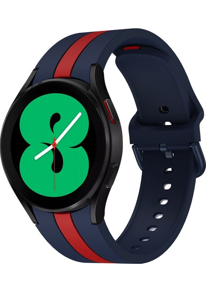 Samsung Galaxy Watch4 40/44MM Silikon Saat Bandı Mavi Kırmızı (Yurt Dışından)