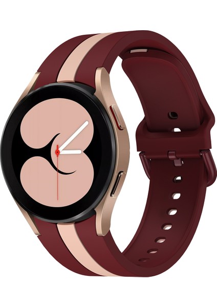 Samsung Galaxy Watch4 40/44MM Silikon Saat Bandı Şarap Kırmızı Pembe (Yurt Dışından)