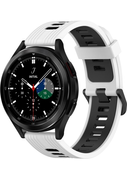 Samsung Galaxy Watch 4 Classic Için Silikon Watch Band 46MM Beyaz+Siyah (Yurt Dışından)