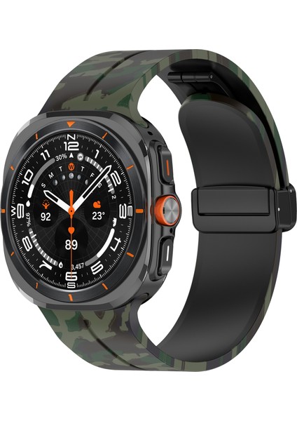 Samsung Galaxy Watch Ultra 47MM Silikon Saat Kayışı Kamuflaj Ordu Yeşili Için (Yurt Dışından)