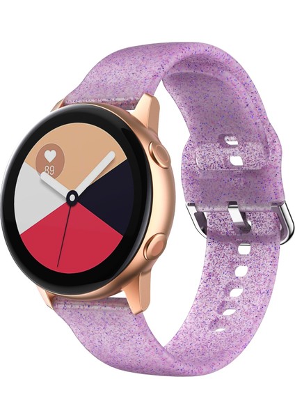 Samsung Galaxy Watch4 40/44MM Mor Parıltılı Silikon Kayış (Yurt Dışından)