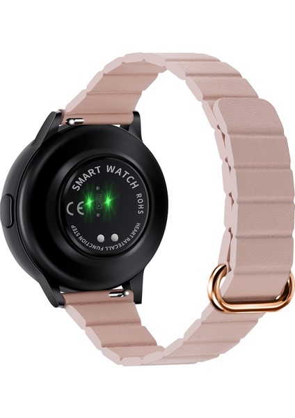 Samsung Galaxy Watch3 45MM Pembe Altın + Altın Pembe Için Manyetik Deri Saat Bandı (Yurt Dışından)