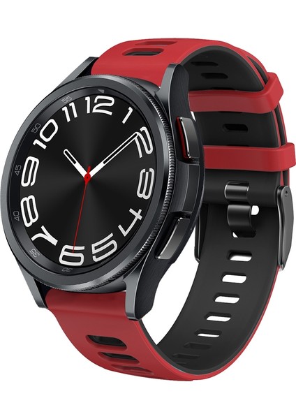 Samsung Galaxy Watch 6 Classic Için Silikon Kayış 47MM Kırmızı + Siyah (Yurt Dışından)