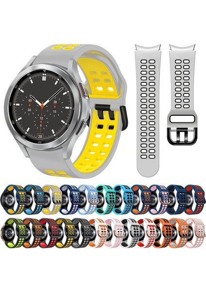 Silikon Watch Band Samsung Galaxy Watch 4 Için Clic 46MM Samsung Galaxy Watch 4 Classic Için 46MM Beyaz + Pembe (Yurt Dışından) fırsatları