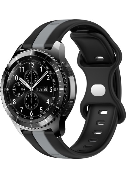 Samsung Gear S3 Frontier Siyah+Gri Için Silikon Saat Bandı (Yurt Dışından)