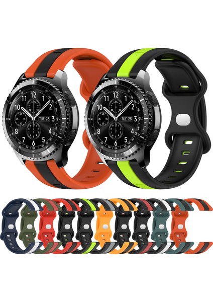 Samsung Gear S3 Frontier Siyah+Gri Için Silikon Saat Bandı (Yurt Dışından)