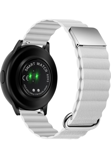 Manyetik Deri Saat Bandı 20MM Samsung Galaxy Watch3 45MM Beyaz (Yurt Dışından)