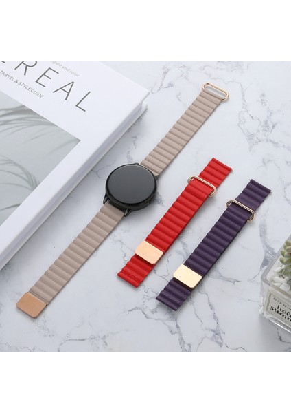 Manyetik Deri Saat Bandı 20MM Samsung Galaxy Watch3 45MM Beyaz (Yurt Dışından) fırsatları