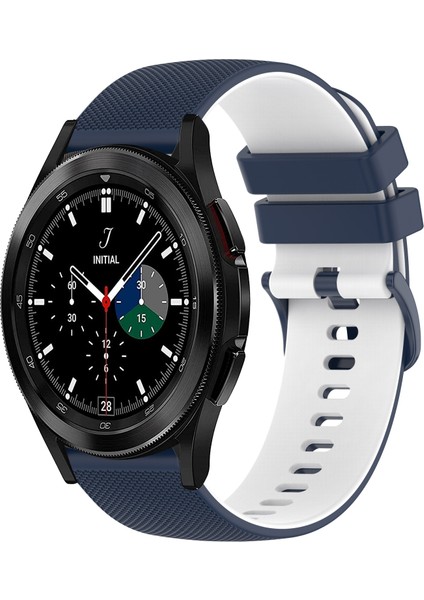 Samsung Galaxy Watch4 Classic 46MM Koyu Mavi+Beyaz Için Silikon Saat Bandı (Yurt Dışından)