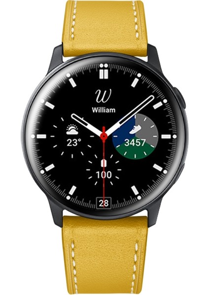 Samsung Galaxy Watch4 40MM/44MM Sarı Için Deri Kordonlu Saat (Yurt Dışından)