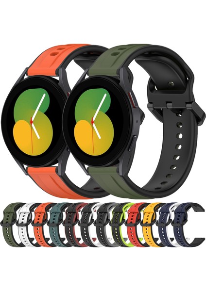Samsung Galaxy Watch 5 44MM Turuncu+Siyah Için Silikon Watch Band (Yurt Dışından)